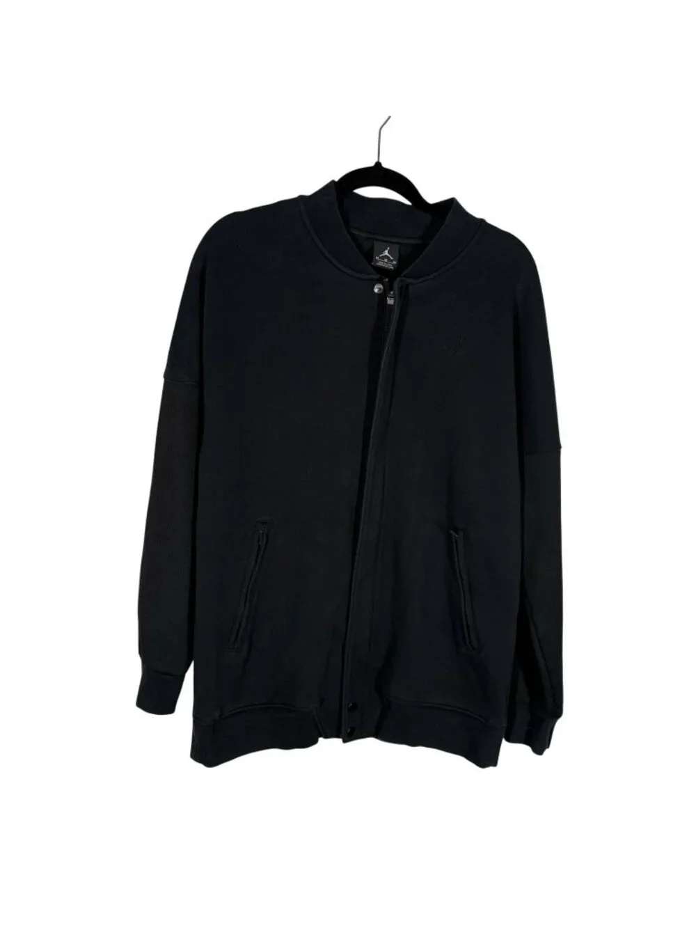 Nike Air Jordan Men Size M Black Full Zip Snap Bomber Varsity Jacket 706735-011